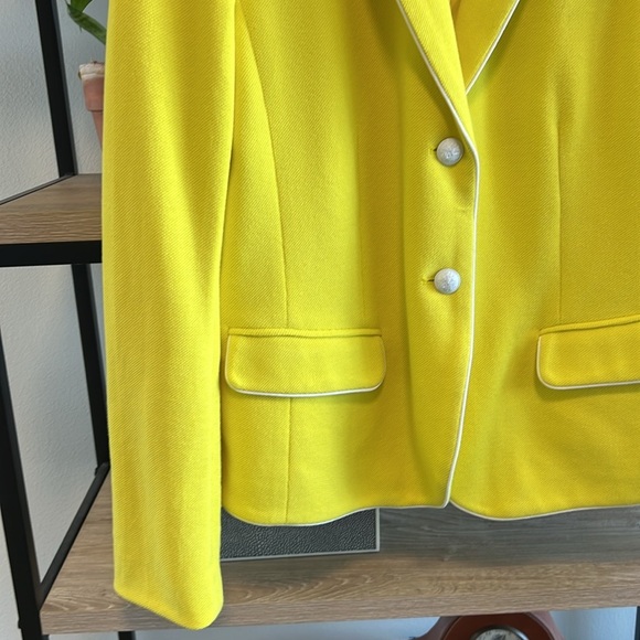 GAP The Academy Blazer Yellow & White Woven Pique Blazer, 14 - Picture 4 of 7